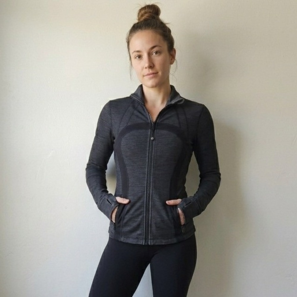 Lululemon Womens Define Jacket 6 Gray Space Dye Full Zip Thumbholes Athleisure